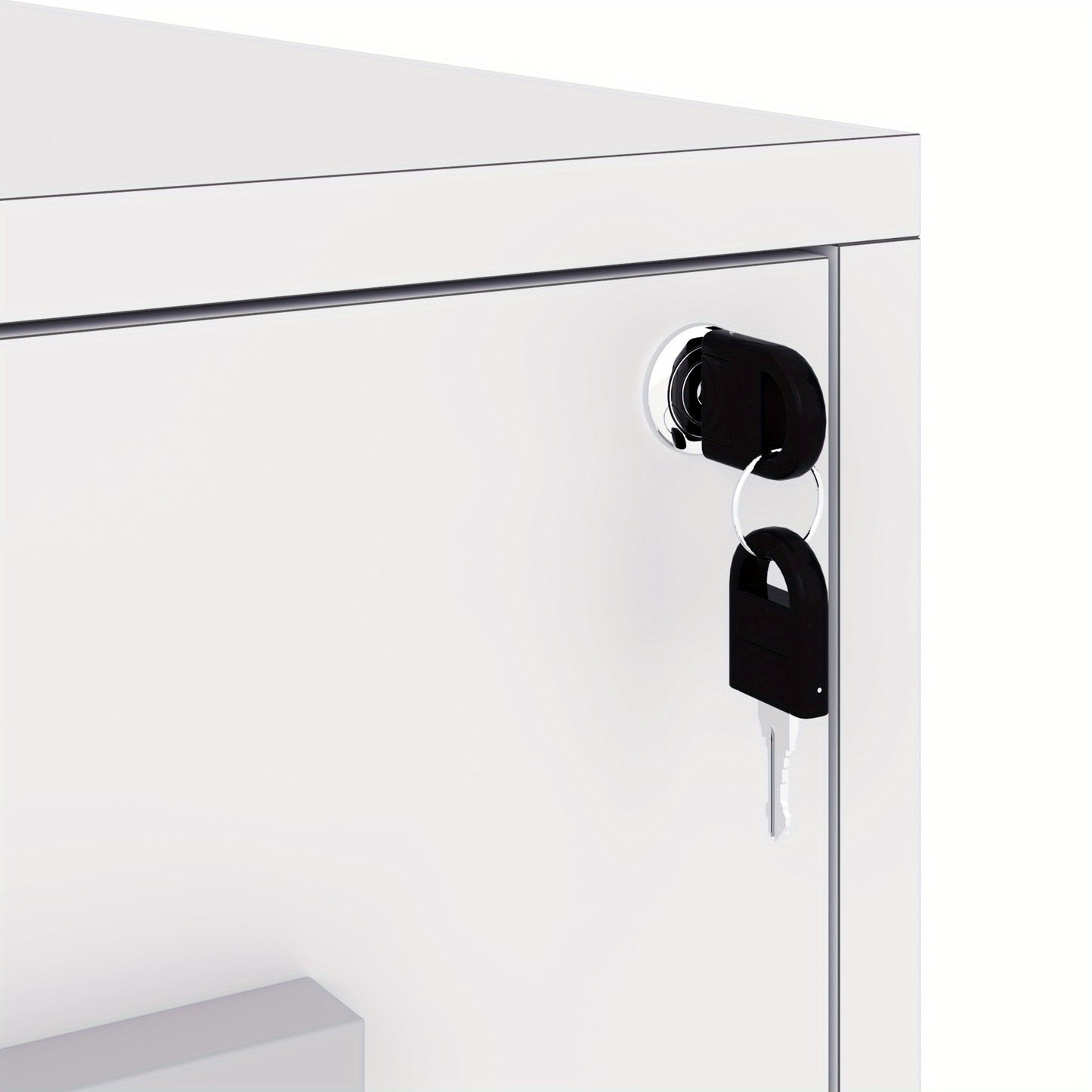 Mobiler Rollcontainer in Weiß | Abschließbarer Büroschrank (57 X 40cm) | 3 Schubladen & Druckablage | 4 leichtgängige Rollen | Minimalistischer Stil