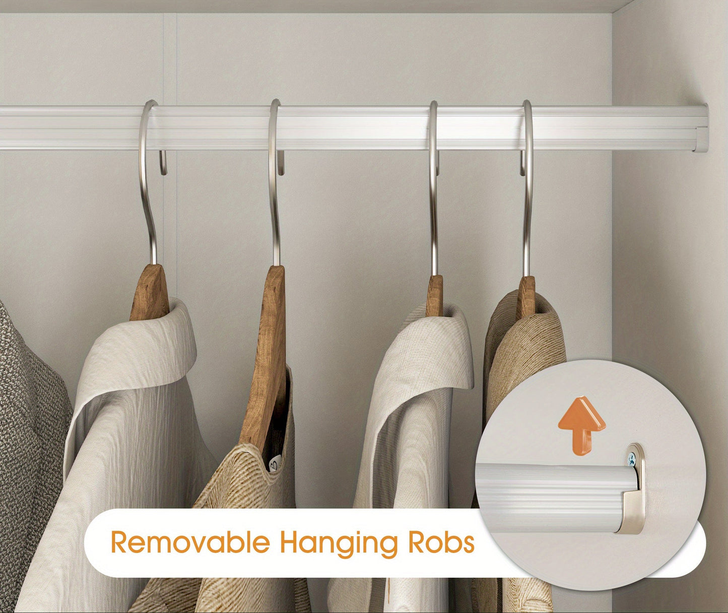 Moderner Design-Kleiderschrank | Weiß & Eiche-Optik | 198 cm Hoch | Inkl. Kleiderstange & 2 Schubladen | Schlankes Raumwunder