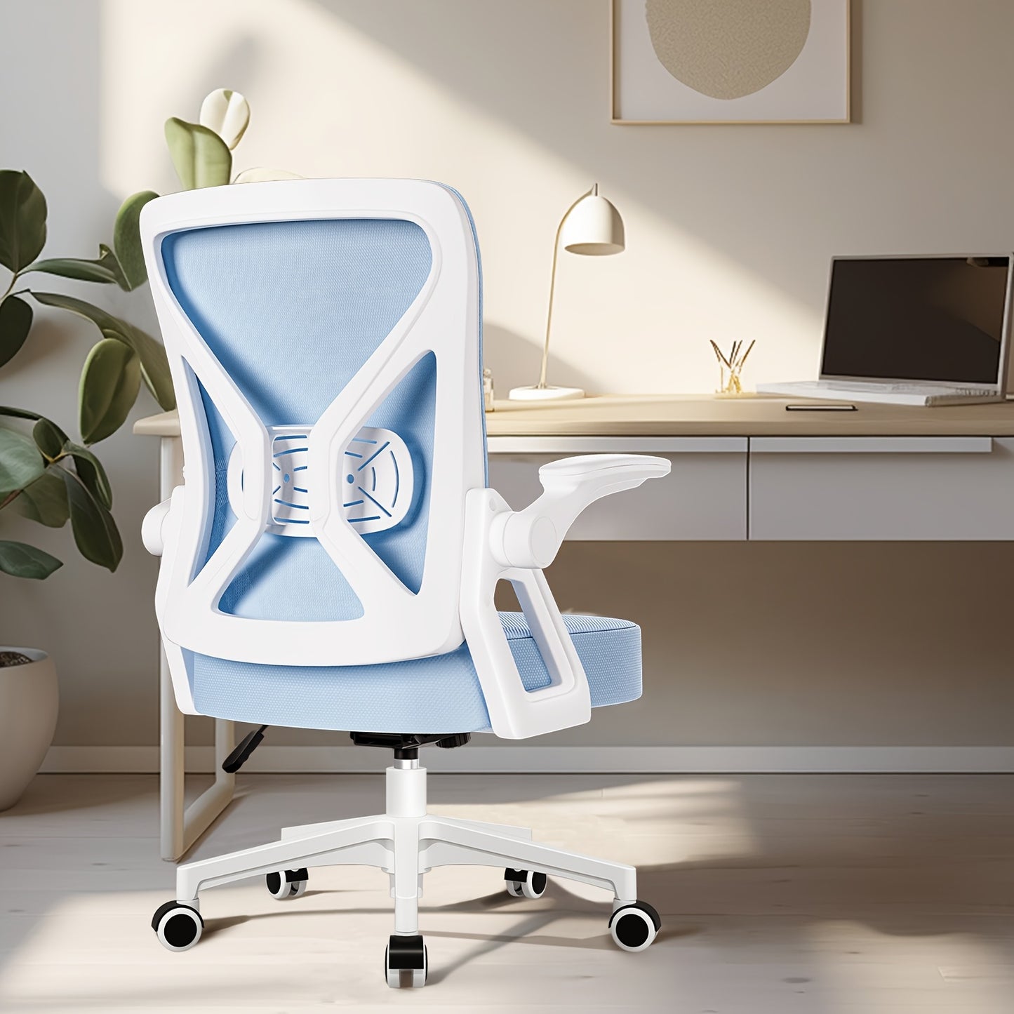 Airchros Ergonomischer Bürostuhl | Verstellbare Lendenwirbelstütze | Hochklappbare Armlehnen | Wippfunktion | Belastbar bis 150 kg