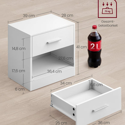 Moderner Nachttisch mit Schublade & offenem Fach | Beistelltisch für Schlaf- & Wohnzimmer | 28 X 39 X 41 cm | 4 Farben verfügbar