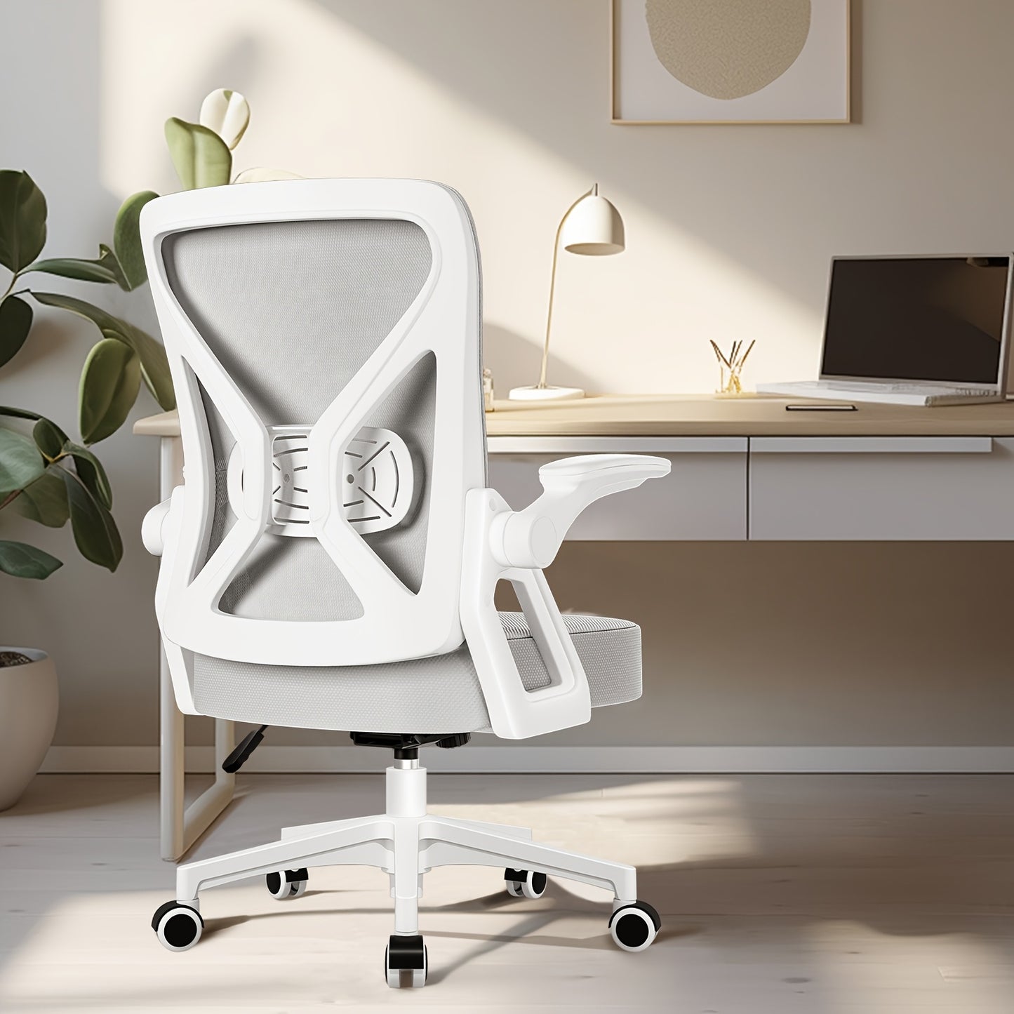 Airchros Ergonomischer Bürostuhl | Verstellbare Lendenwirbelstütze | Hochklappbare Armlehnen | Wippfunktion | Belastbar bis 150 kg