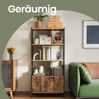 Industrie-Design Standregal mit Schrank | 4 Etagen & Doppeltür | Robustes Stahlgestell | 74 X 154,5 cm