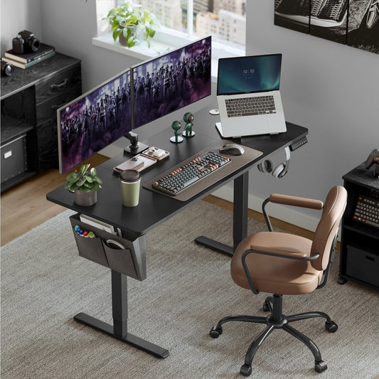 Ergonomischer Elektro-Schreibtisch | 60 x 140 cm | Höhenverstellbar (72–120 cm) | Memory-Funktion für 4 Höhen | Ideal für Home-Office & Studium
