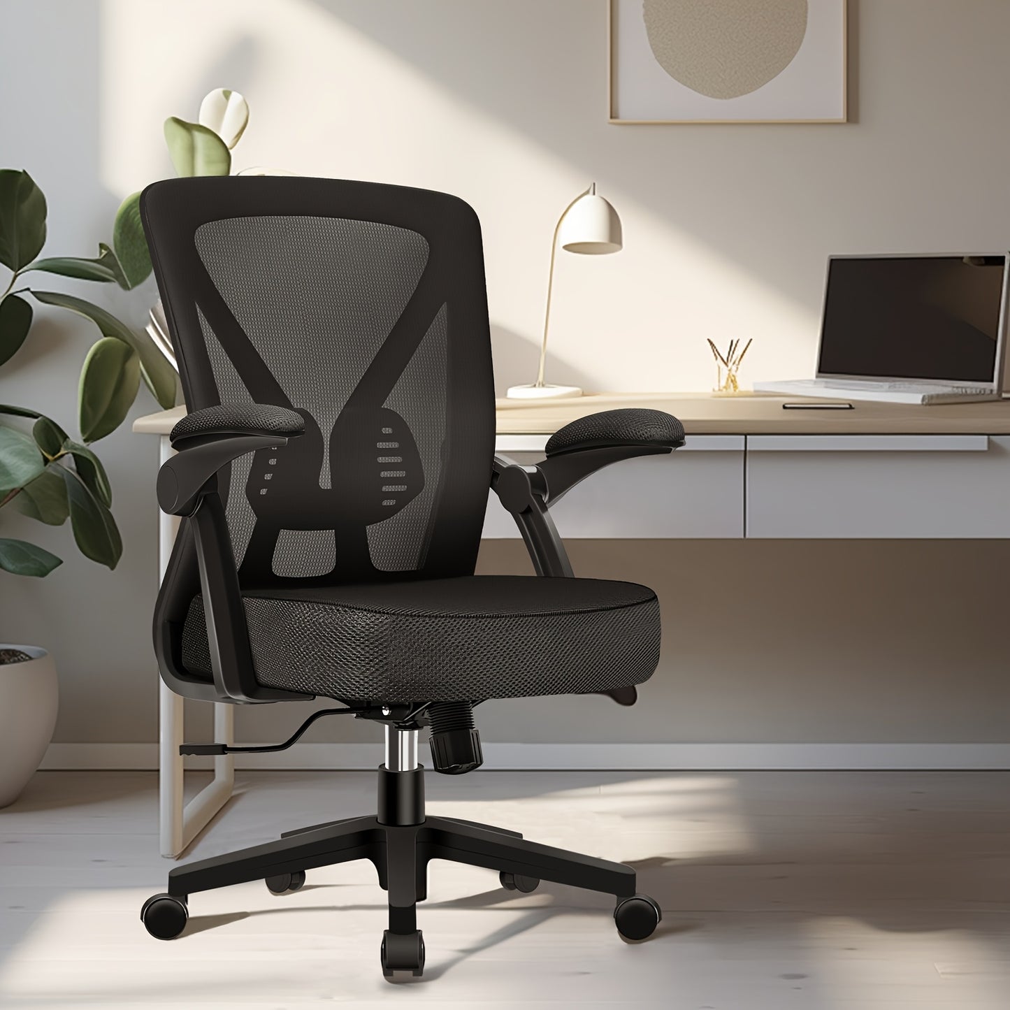 Airchros Ergonomischer Bürostuhl | Verstellbare Lendenwirbelstütze | Hochklappbare Armlehnen | Wippfunktion | Belastbar bis 150 kg