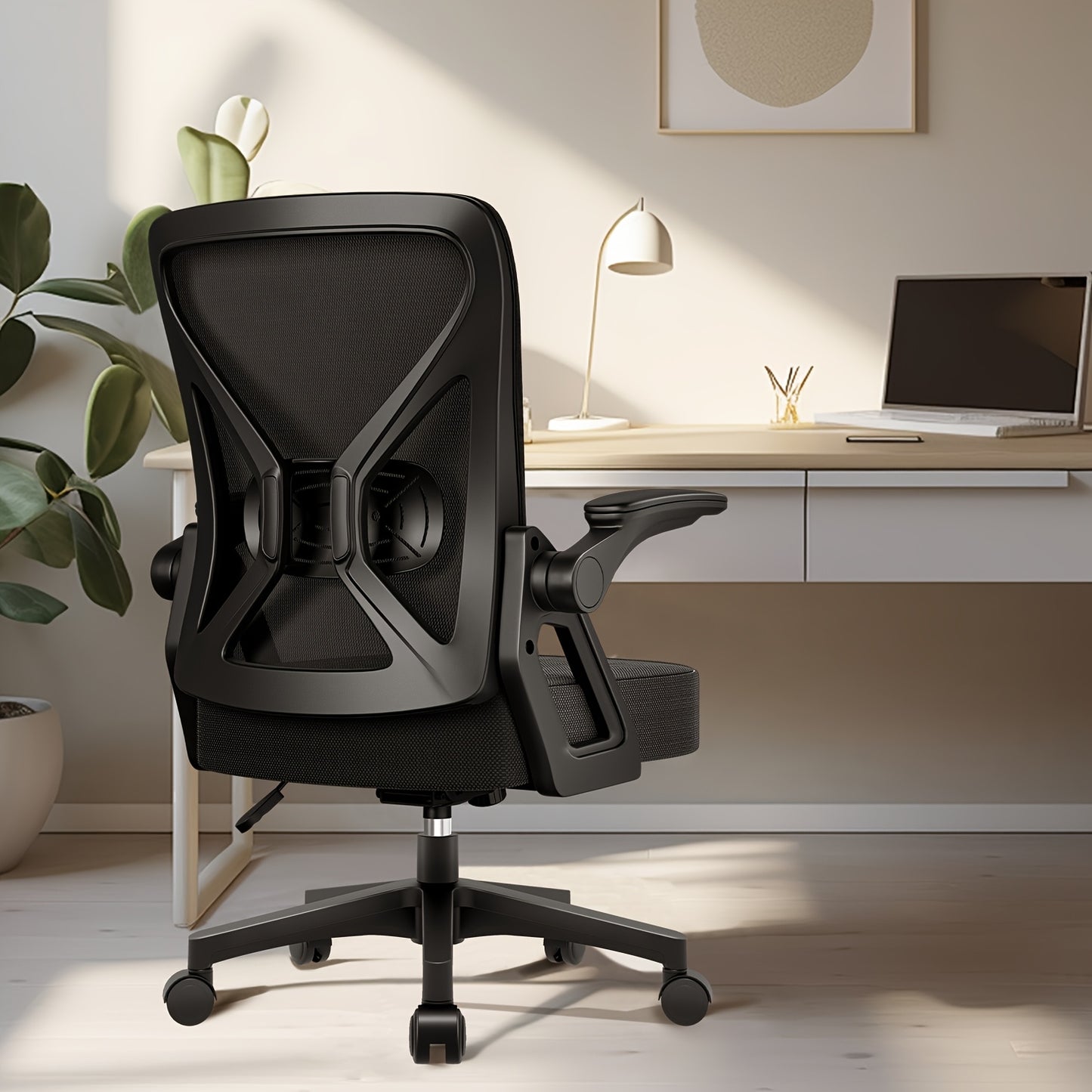 Airchros Ergonomischer Bürostuhl | Verstellbare Lendenwirbelstütze | Hochklappbare Armlehnen | Wippfunktion | Belastbar bis 150 kg