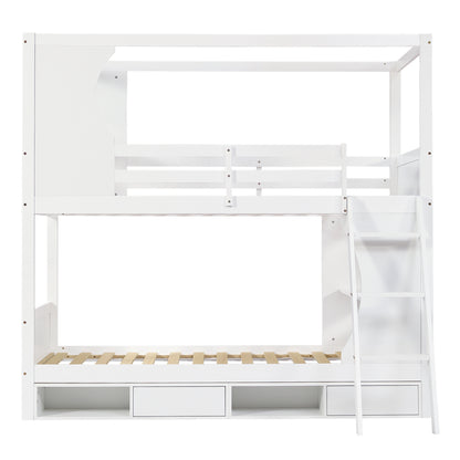 All-in-One Loftbett 90x200 cm | Integrierter Schreibtisch & 4-Fach Schuhschrank | Schräge Stauraum-Treppe | Cream-Style Design | Ideal für kleine Apartments