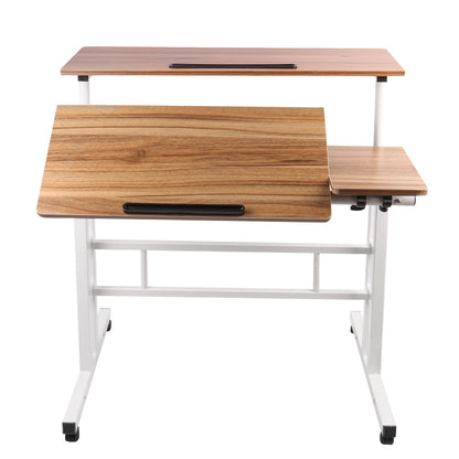 Ergonomischer Sitz-Steh-Schreibtisch | 80x60 cm | Höhenverstellbar (67–117 cm) | Neigbare Arbeitsfläche & Rollen | Mobiler Laptop-Arbeitsplatz | Braun