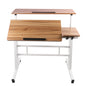 Ergonomischer Sitz-Steh-Schreibtisch | 80x60 cm | Höhenverstellbar (67–117 cm) | Neigbare Arbeitsfläche & Rollen | Mobiler Laptop-Arbeitsplatz | Braun