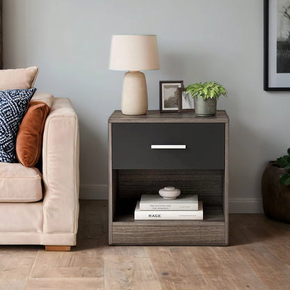 Moderner Nachttisch mit Schublade & offenem Fach | Beistelltisch für Schlaf- & Wohnzimmer | 28 X 39 X 41 cm | 4 Farben verfügbar