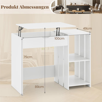 Moderner Eckschreibtisch in Weiß | Kompakter L-Form Arbeitstisch | Integrierte Staufächer & Kabelmanagement | Home-Office & Studium