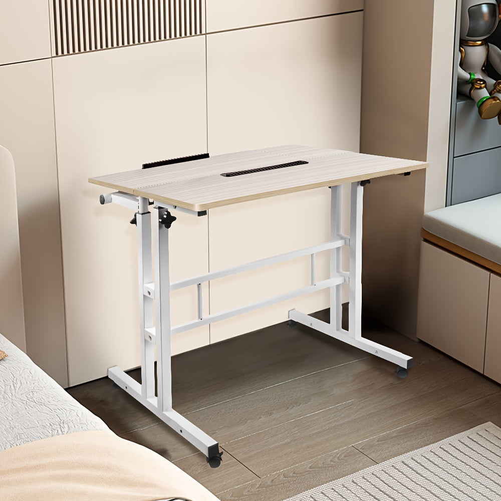 Ergonomischer Sitz-Steh-Schreibtisch | 80x60 cm | Höhenverstellbar (67–117 cm) | Neigbare Arbeitsfläche & Rollen | Mobiler Laptop-Arbeitsplatz