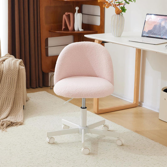 Moderner Design-Schreibtischstuhl | Soft-Bezug (Teddy/Samt/Leinen) | Höhenverstellbar & Gold-Akzente | Bis 150 kg