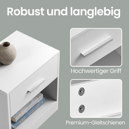 Moderner Nachttisch mit Schublade & offenem Fach | Beistelltisch für Schlaf- & Wohnzimmer | 28 X 39 X 41 cm | 4 Farben verfügbar