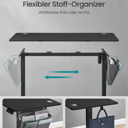 Ergonomischer Elektro-Schreibtisch | 60 x 140 cm | Höhenverstellbar (72–120 cm) | Memory-Funktion für 4 Höhen | Ideal für Home-Office & Studium