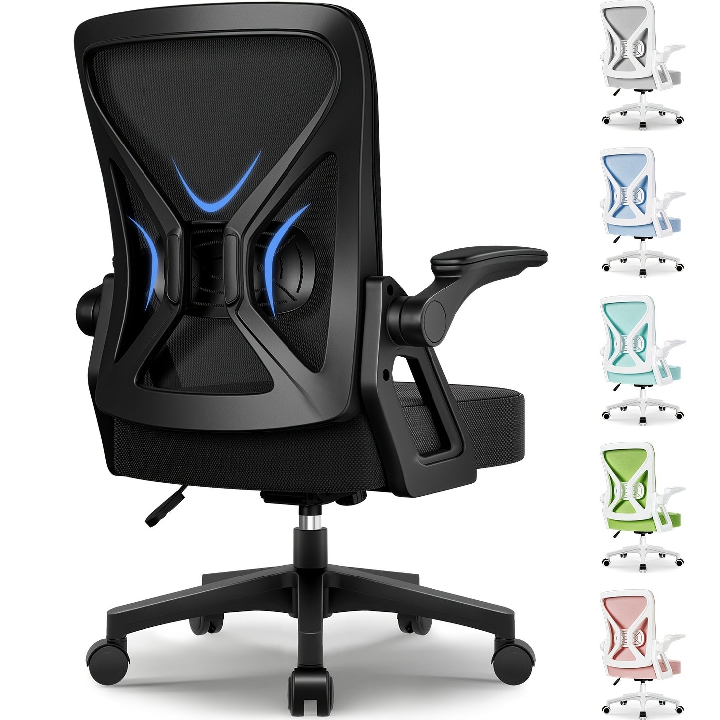 Airchros Ergonomischer Bürostuhl | Verstellbare Lendenwirbelstütze | Hochklappbare Armlehnen | Wippfunktion | Belastbar bis 150 kg