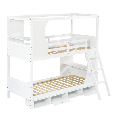 All-in-One Loftbett 90x200 cm | Integrierter Schreibtisch & 4-Fach Schuhschrank | Schräge Stauraum-Treppe | Cream-Style Design | Ideal für kleine Apartments