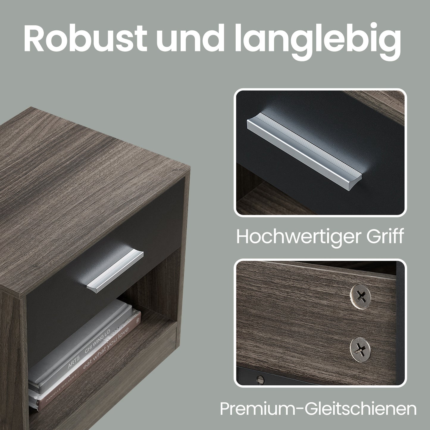 Moderner Nachttisch mit Schublade & offenem Fach | Beistelltisch für Schlaf- & Wohnzimmer | 28 X 39 X 41 cm | 4 Farben verfügbar