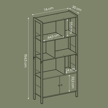 Industrie-Design Standregal mit Schrank | 4 Etagen & Doppeltür | Robustes Stahlgestell | 74 X 154,5 cm