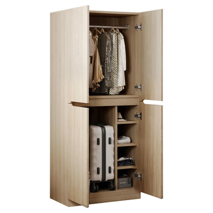 Kompaktschrank mit Doppeltür | Optimale Raumaufteilung | 70 x 170 | Weiß/Holz