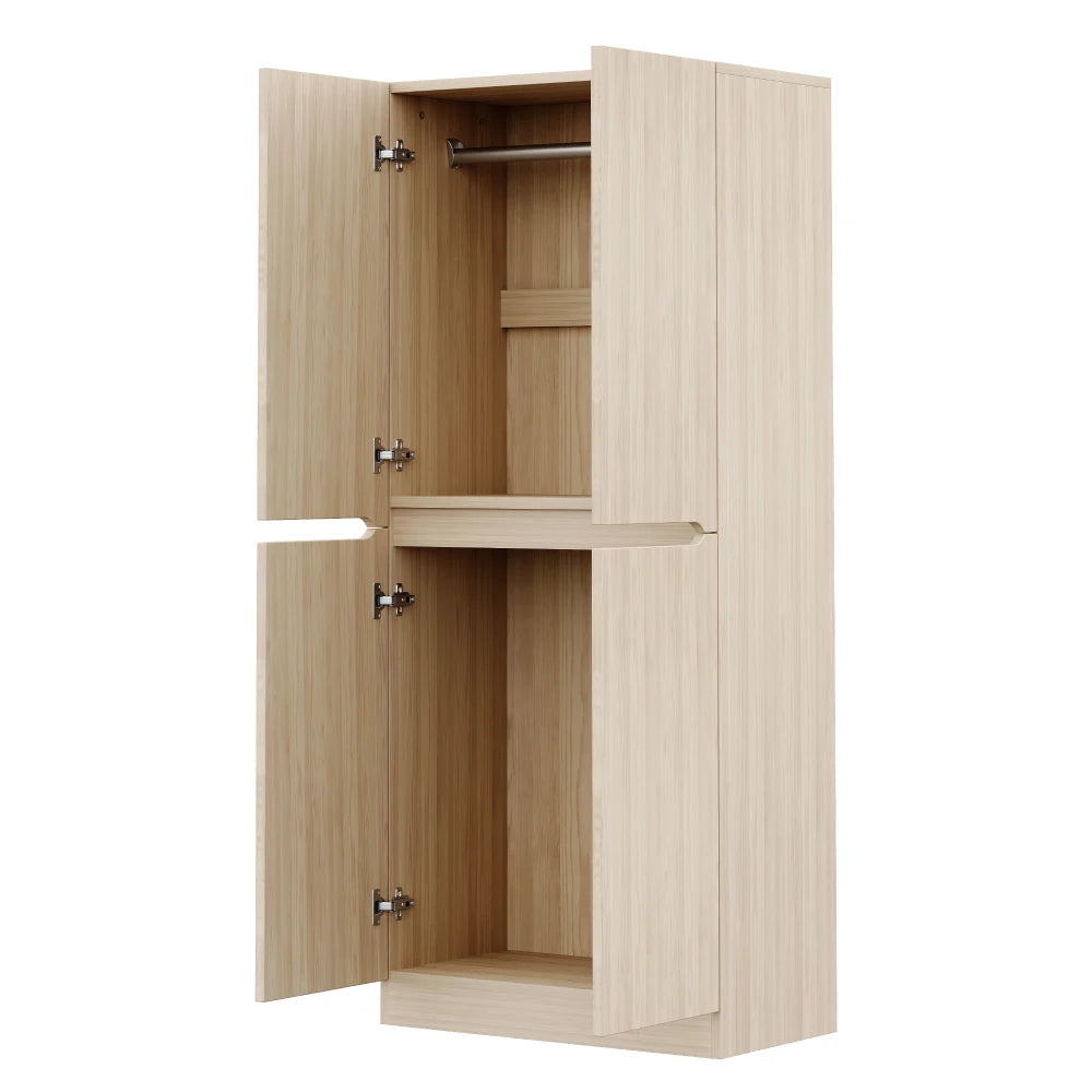 Kompaktschrank mit Doppeltür | Optimale Raumaufteilung | 70 x 170 | Weiß/Holz