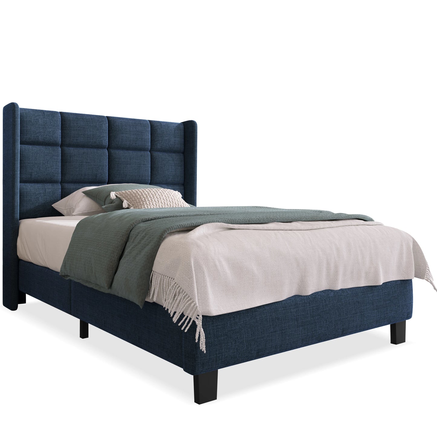 Polster-Stoffbett 140 × 200 cm grau mit Kopfteil