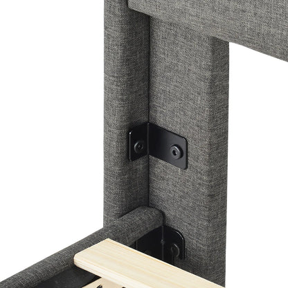 Polster-Stoffbett 90 × 200 cm grau mit Kopfteil