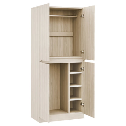 Kompaktschrank mit Doppeltür | Optimale Raumaufteilung | 70 x 170 | Weiß/Holz