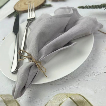 8er Set Baumwoll-Servietten (40x40 cm) – Rustikaler Chic