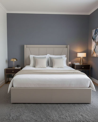 Design-Polsterbett mit USB & USB-C Ladestation | Hydraulik-Stauraum | Kopfteil mit Ablage | Leinen-Optik 160 X 200