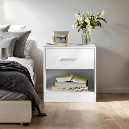 Moderner Nachttisch mit Schublade & offenem Fach | Beistelltisch für Schlaf- & Wohnzimmer | 28 X 39 X 41 cm | 4 Farben verfügbar