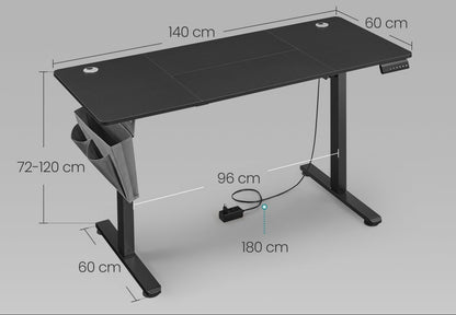 Ergonomischer Elektro-Schreibtisch | 60 x 140 cm | Höhenverstellbar (72–120 cm) | Memory-Funktion für 4 Höhen | Ideal für Home-Office & Studium
