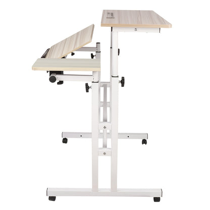 Ergonomischer Sitz-Steh-Schreibtisch | 80x60 cm | Höhenverstellbar (67–117 cm) | Neigbare Arbeitsfläche & Rollen | Mobiler Laptop-Arbeitsplatz