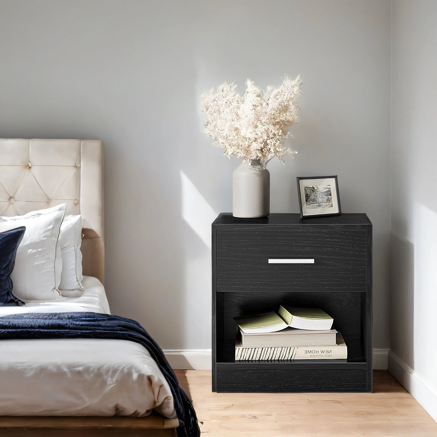 Moderner Nachttisch mit Schublade & offenem Fach | Beistelltisch für Schlaf- & Wohnzimmer | 28 X 39 X 41 cm | 4 Farben verfügbar