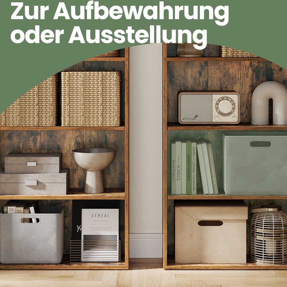 Skandinavisches Standregal mit 6 Ebenen | Schlankes Bücherregal |  Weiß & Naturholz-Optik | 24 X 60 X 178.5 cm