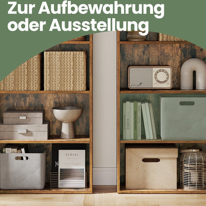 Skandinavisches Standregal mit 6 Ebenen | Schlankes Bücherregal |  Weiß & Naturholz-Optik | 24 X 60 X 178.5 cm