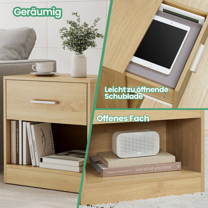 Moderner Nachttisch mit Schublade & offenem Fach | Beistelltisch für Schlaf- & Wohnzimmer | 28 X 39 X 41 cm | 4 Farben verfügbar