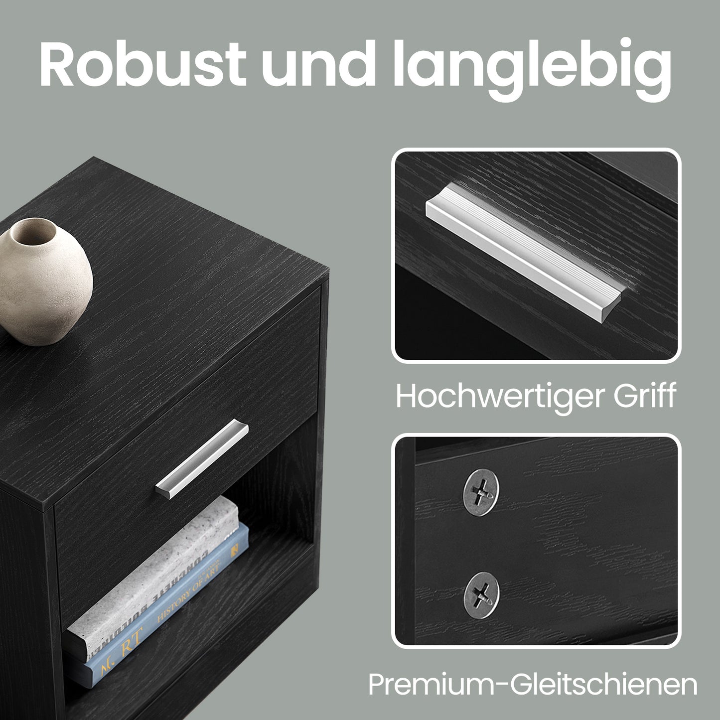 Moderner Nachttisch mit Schublade & offenem Fach | Beistelltisch für Schlaf- & Wohnzimmer | 28 X 39 X 41 cm | 4 Farben verfügbar