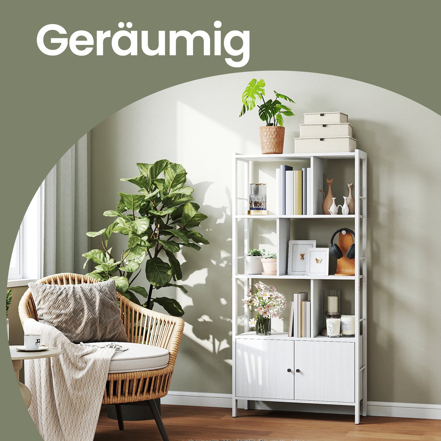 Industrie-Design Standregal mit Schrank | 4 Etagen & Doppeltür | Robustes Stahlgestell | 74 X 154,5 cm