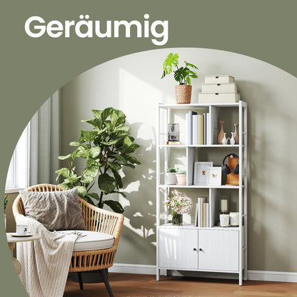 Industrie-Design Standregal mit Schrank | 4 Etagen & Doppeltür | Robustes Stahlgestell | 74 X 154,5 cm