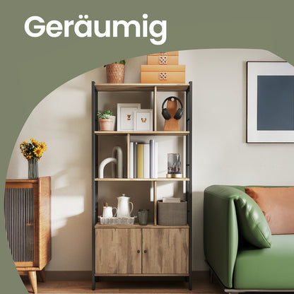 Industrie-Design Standregal mit Schrank | 4 Etagen & Doppeltür | Robustes Stahlgestell | 74 X 154,5 cm