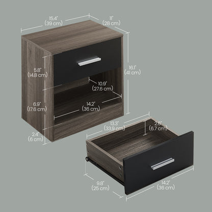 Moderner Nachttisch mit Schublade & offenem Fach | Beistelltisch für Schlaf- & Wohnzimmer | 28 X 39 X 41 cm | 4 Farben verfügbar
