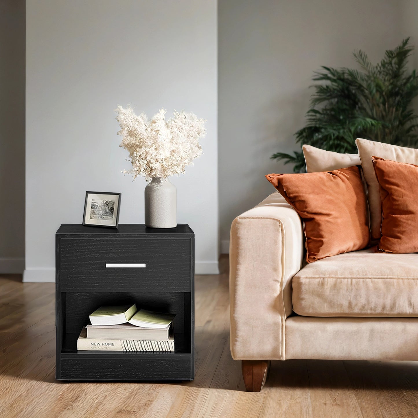 Moderner Nachttisch mit Schublade & offenem Fach | Beistelltisch für Schlaf- & Wohnzimmer | 28 X 39 X 41 cm | 4 Farben verfügbar