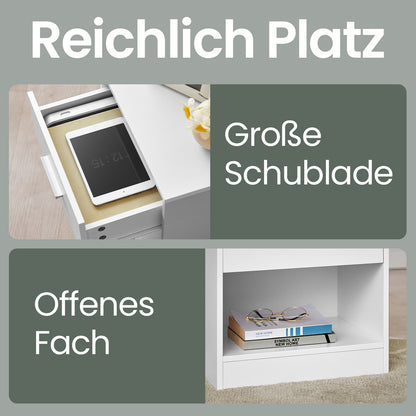 Moderner Nachttisch mit Schublade & offenem Fach | Beistelltisch für Schlaf- & Wohnzimmer | 28 X 39 X 41 cm | 4 Farben verfügbar