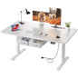 Elektrisch höhenverstellbarer Schreibtisch | Integrierte Steckdosen & USB-Ports | 2 Stoff-Schubladen | Modernes Design für Home-Office & Business