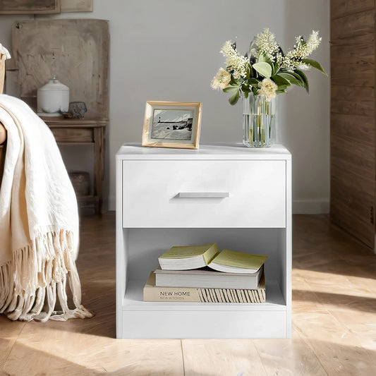 Moderner Nachttisch mit Schublade & offenem Fach | Beistelltisch für Schlaf- & Wohnzimmer | 28 X 39 X 41 cm | 4 Farben verfügbar