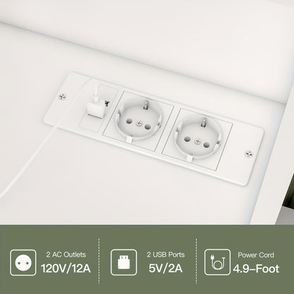 Luxus Eck-Schminktisch Weiß | LED-Spiegel mit Touch-Steuerung | Integrierte Steckdosen & USB | 8 Schubladen | Das ideale Weihnachtsgeschenk