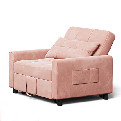 3-in-1 Schlafsofa & Schlafsessel | Klappbar mit Rollen | 3-stufig verstellbar | Rosa Leinen-Optik