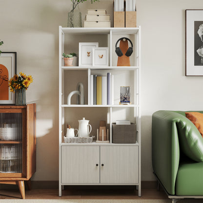 Industrie-Design Standregal mit Schrank | 4 Etagen & Doppeltür | Robustes Stahlgestell | 74 X 154,5 cm